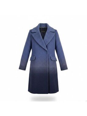 Banana Republic Womens Blue Wool Blend Ombre Coat Stylish Outerwear Size XS
